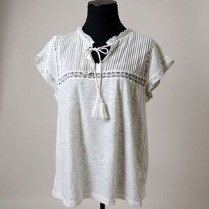 Dylan Crochet Front Tie 100% Cotton Shirt Size S | Pit 18″ Length 23″